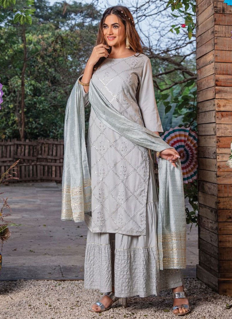 Gray Colour Laila Wanna New latest Designer Ethnic Wear Rayon Salwar Suit Collection 106